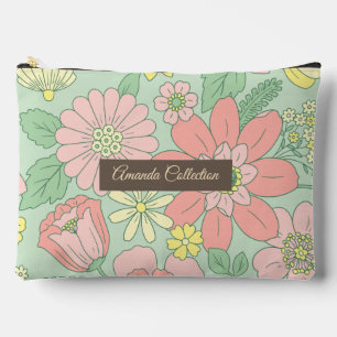 Pochette À Accessoires Fleurs dessinées à la main de manière personnalisé