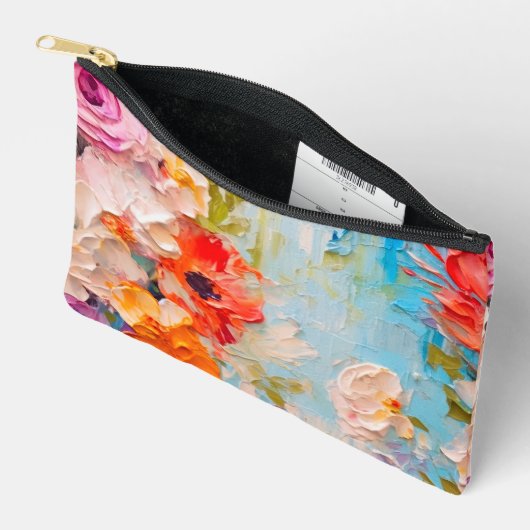Pochette À Accessoires Fleurs d'été texturées (Ouvrir)