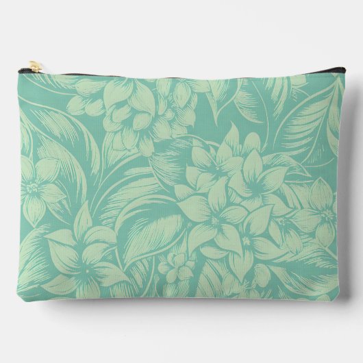 Pochette À Accessoires Fleurs en vert (Recto)