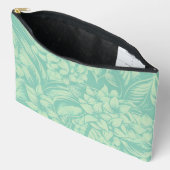Pochette À Accessoires Fleurs en vert (Ouvrir)