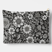 Pochette À Accessoires Fleurs et feuilles noirs et blancs (Verso)