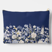 Pochette À Accessoires Fleurs Florales Bleues Aquarelle Monogramme Élégan (Verso)