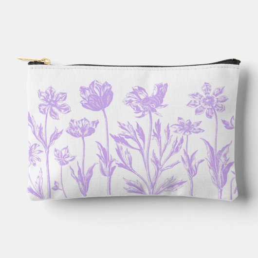 Pochette À Accessoires Fleurs gravées (Lavande) (Recto)