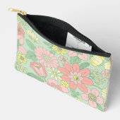 Pochette À Accessoires Fleurs modernes arrière - plan vert mignon (Ouvrir)
