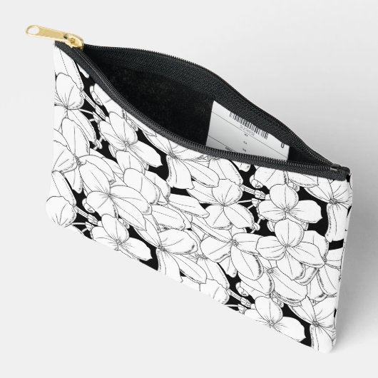 Pochette À Accessoires Fleurs noires et blanches (Ouvrir)