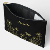 Pochette À Accessoires Fleurs or simples noir (Ouvrir)