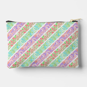 Pochette À Accessoires Fleurs pastels colorées mignonnes rayures