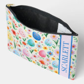 Pochette À Accessoires Fleurs printanières et oeufs de Pâques Personnalis (Ouvrir)