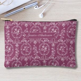 Pochette À Accessoires Fleurs Rococo Vintage Nom Personnalisé Floral