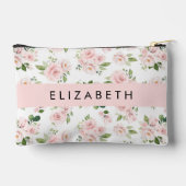 Pochette À Accessoires Fleurs roses, Roses, Fleurs Aquarelles, Votre Nom (Verso)
