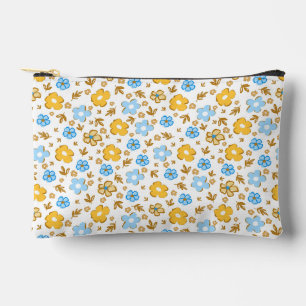 Pochette À Accessoires Fleurs rustiques bleues jaunes