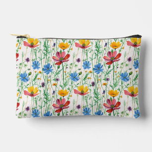 Pochette À Accessoires Fleurs sauvages colorés et herbe verte
