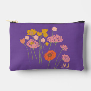 Pochette À Accessoires Fleurs sauvages colorés +Initiales Cadeau Pour Ell