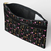 Pochette À Accessoires Fleurs sauvages de néon, monogramme personnalisé (Ouvrir)