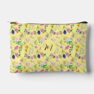 Pochette À Accessoires Fleurs sauvages délicats en jaune clair. Personnal