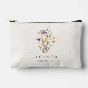 Pochette À Accessoires Fleurs sauvages violettes bohèmes Nom de demoisell
