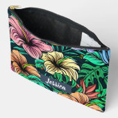 Pochette À Accessoires Fleurs tropicales colorées Moderne Personnalisée (Ouvrir)