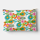 Pochette À Accessoires Fleurs Turquoise Et Orange Rétro (Verso)