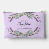 Pochette À Accessoires Fleurs violette de lavande nom monogramme (Verso)