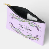 Pochette À Accessoires Fleurs violette de lavande nom monogramme (Ouvrir)