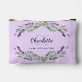 Pochette À Accessoires Fleurs violette de lavande nom monogramme (Recto)