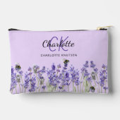 Pochette À Accessoires Fleurs violette de lavande nom monogramme (Verso)