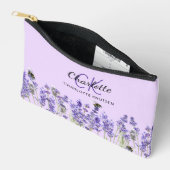 Pochette À Accessoires Fleurs violette de lavande nom monogramme (Ouvrir)