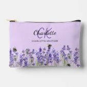 Pochette À Accessoires Fleurs violette de lavande nom monogramme (Recto)