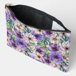 Pochette À Accessoires Fleurs violettes et roses