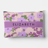 Pochette À Accessoires Fleurs Violettes, Motif De Fleurs, Votre Nom (Verso)