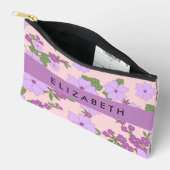Pochette À Accessoires Fleurs Violettes, Motif De Fleurs, Votre Nom (Ouvrir)