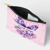 Pochette À Accessoires Fleurs violettes roses papillon (Ouvrir)