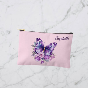 Pochette À Accessoires Fleurs violettes roses papillon