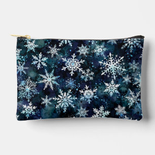 Pochette À Accessoires Flocons de neige tombant profonde nuit magique d'h