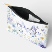 Pochette À Accessoires Floral bleu personnalisé (Ouvrir)