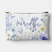 Pochette À Accessoires Floral bleu personnalisé (Recto)