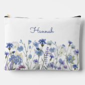 Pochette À Accessoires Floral de Fleur sauvage d'aquarelle bleu monogramm (Recto)
