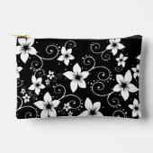 Pochette À Accessoires Floral moderne Tropical Noir Blanc (Recto)