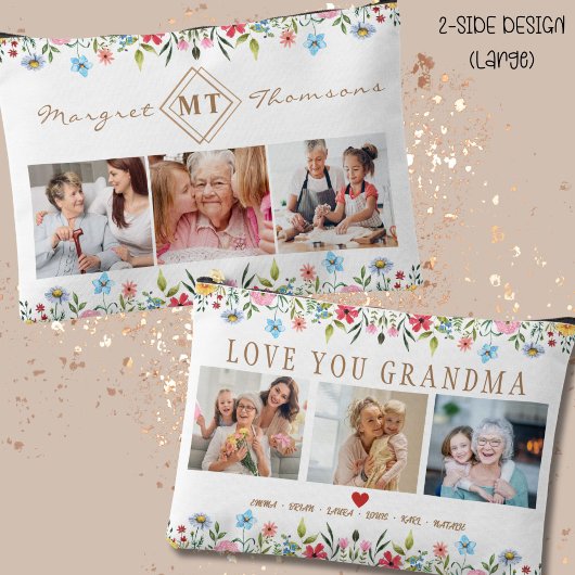 Pochette À Accessoires Floral Monogramme Photo Accessoire Pouch À Maman