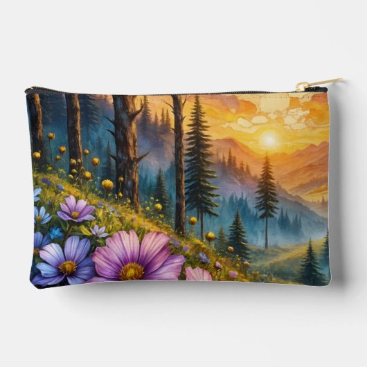 Pochette À Accessoires Floral Mountain Valley Sunrise Landscape (Verso)