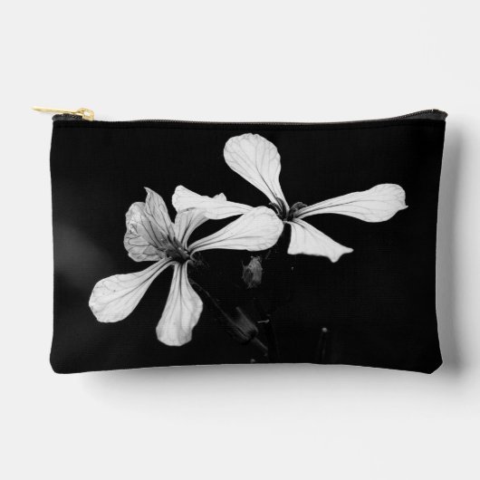 Pochette À Accessoires floral noir et blanc minimaliste (Recto)