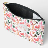 Pochette À Accessoires Floral rose Monogramme Grand (Ouvrir)