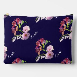 Pochette À Accessoires Floral sur bleu