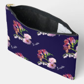 Pochette À Accessoires Floral sur bleu (Ouvrir)