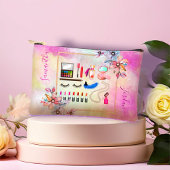 Pochette À Accessoires Florales de filles et maquillage rose marbre