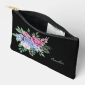 Pochette À Accessoires Florales élégantes sur noir (Ouvrir)