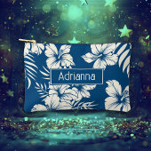 Pochette À Accessoires Flore bleu tropical et blanc