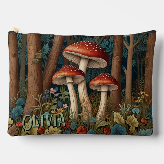Pochette À Accessoires Forêt de champignons rétro (Recto)