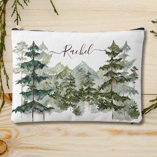 Pochette À Accessoires Forêt et montagne aquarelle rustique Monogram