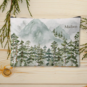 Pochette À Accessoires Forêt et Montagne Nature Aquarelle